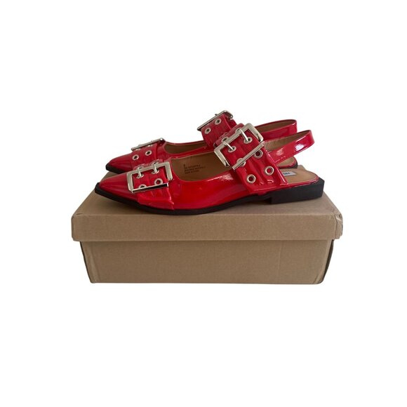 PROJECT CLOUD Red Patent Buckle Flats Size 9 NEW NIB - Picture 8 of 10